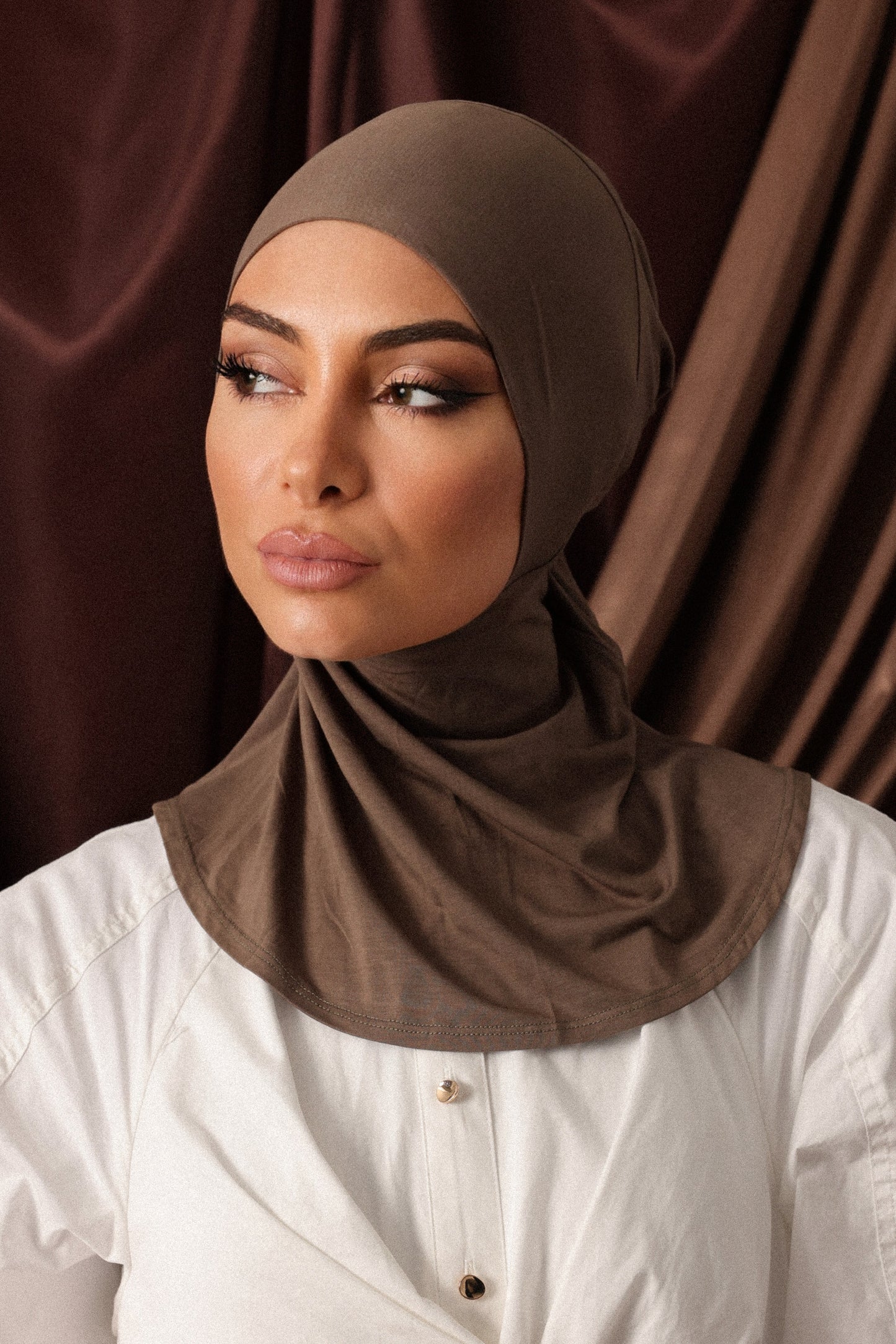 Major Brown Hijab & Ninja Cap Set