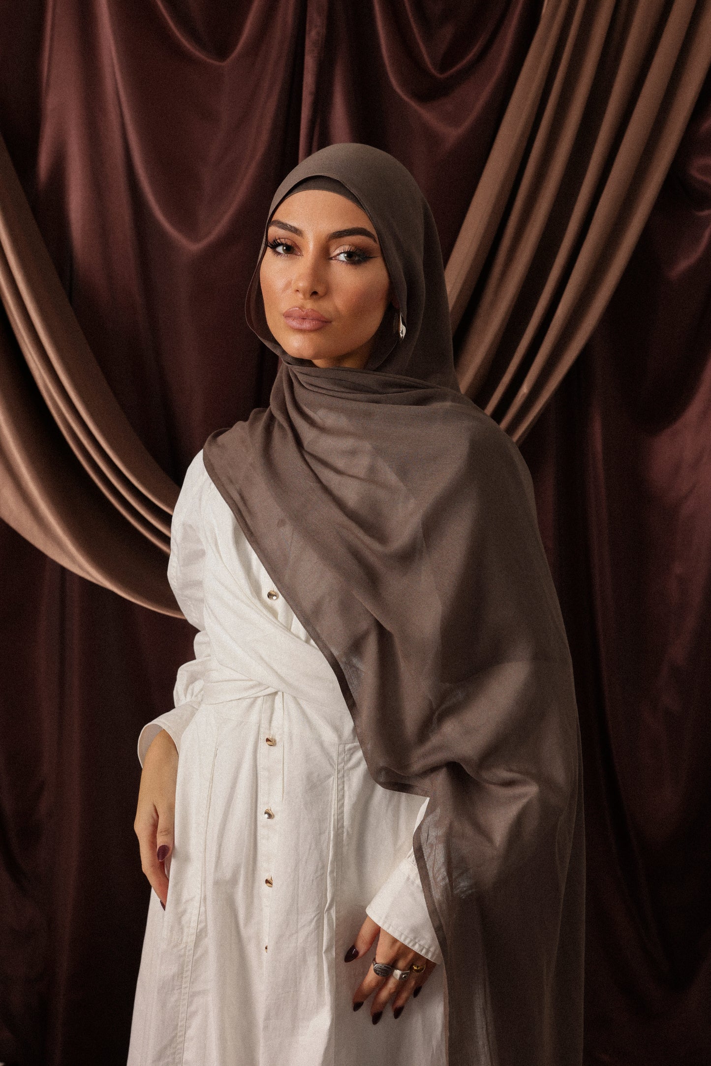 Major Brown Hijab & Ninja Cap Set