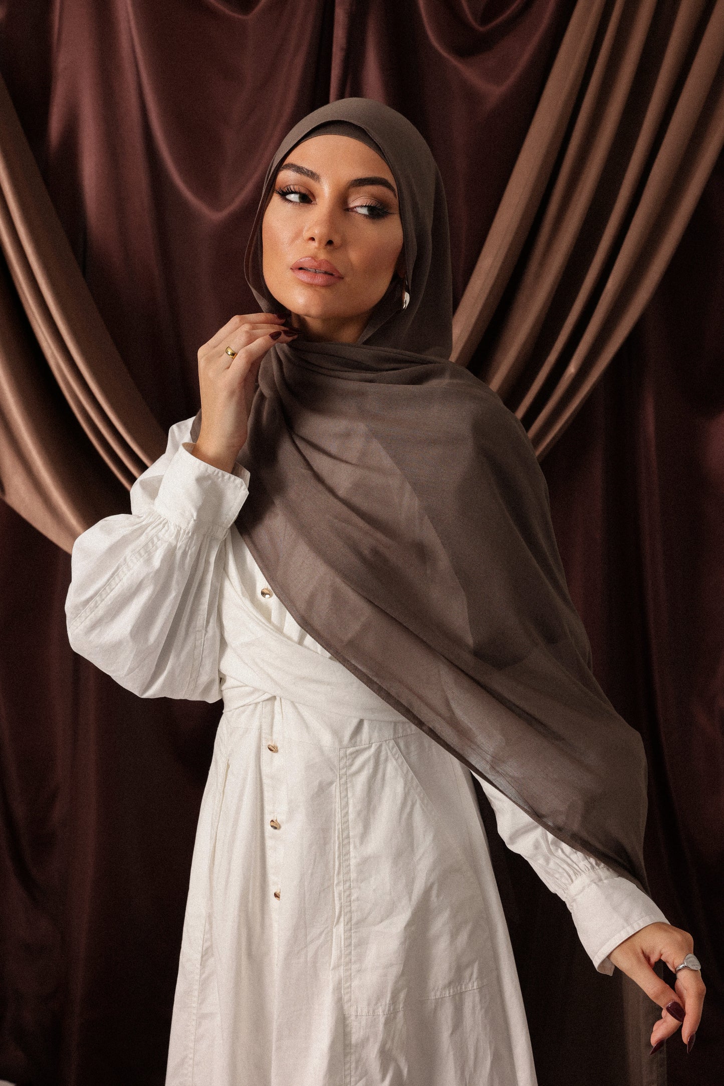 Major Brown Hijab & Ninja Cap Set