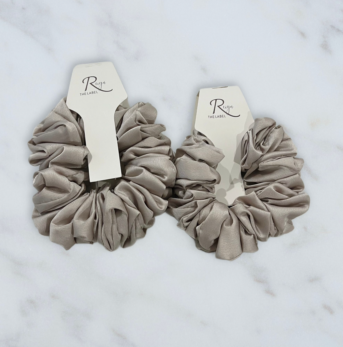 ALMOND SATIN SCRUNCHIE